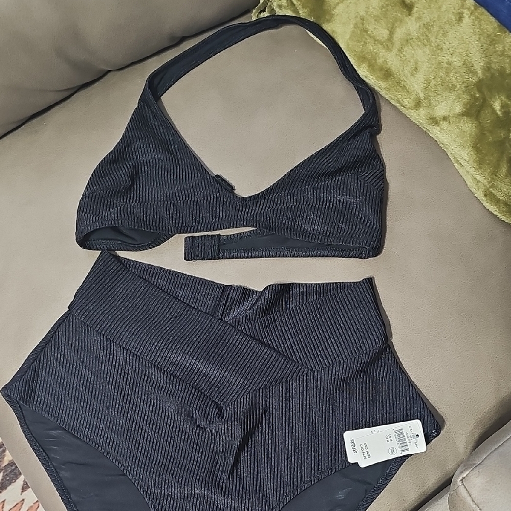 Aerie Black Ribbed Bikini Set